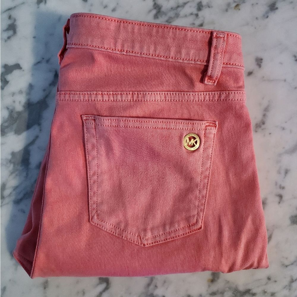 Michael Kors Coral Pink Izzy Skinn Denim Skinny Jeans